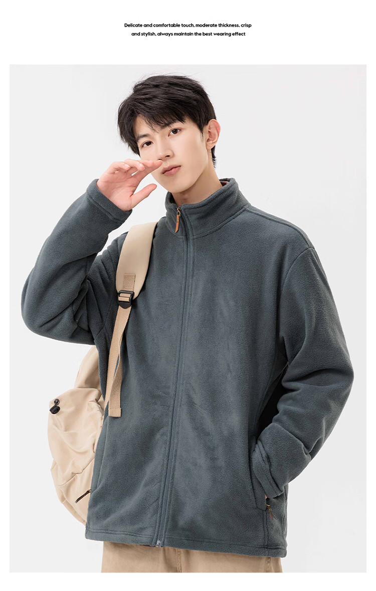 JEEP SPIRIT Men's Fleece Jacket Autumn Winter Casual Outdoor Jacket 2438 Gray M 9