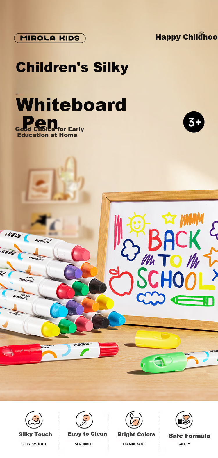 Meiletongnian Children's Chalk Set, 15 Colors, 20 Pieces, Outdoor Dust-Free Colored Chalk Toys for Toddlers, Thick Handle Chalk Gift 1