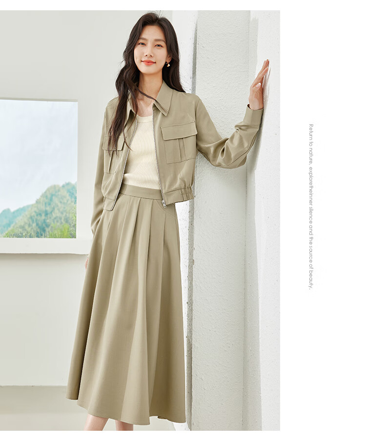 Vimly Women's Stylish Two-Piece Dress Set Spring New Elegant High-Quality Top Gray M 16
