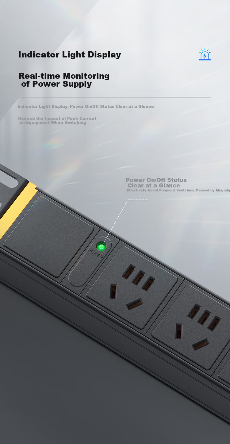 Tongtu PDU Power Strip, 1.8 Meters, 8 Outlets, 16A High Power 4000W, Server Room Power Distributor, Industrial Socket Strip with Indicator Light SA61622 2