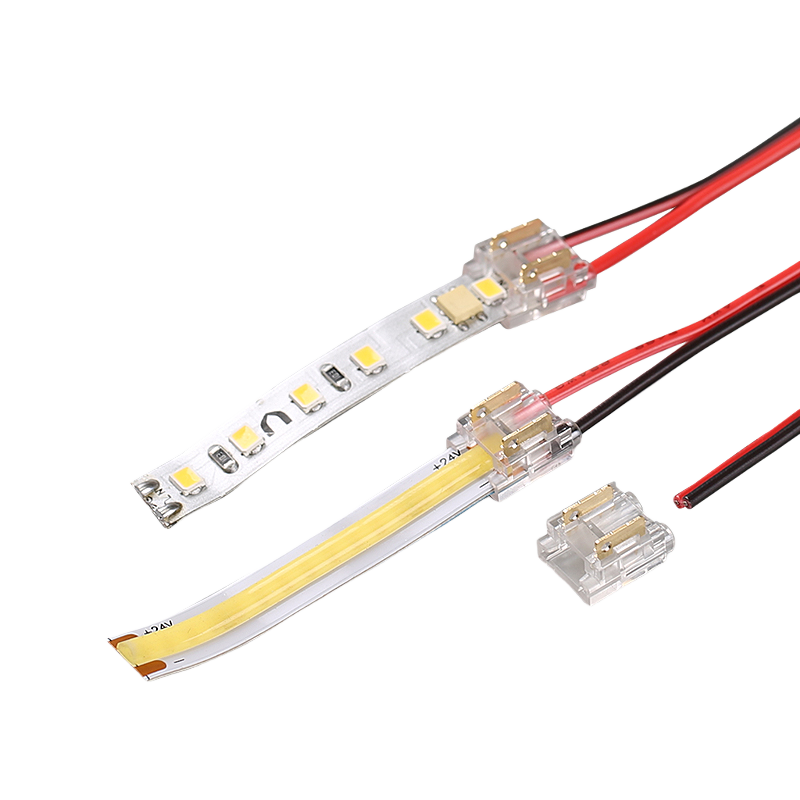 Yunzhizhuo 5-Pack Low Voltage SMD LED Strip Crystal Connector Solderless 8mm Width Hand-Press Crystal Clip 8mm Single-Head Wire