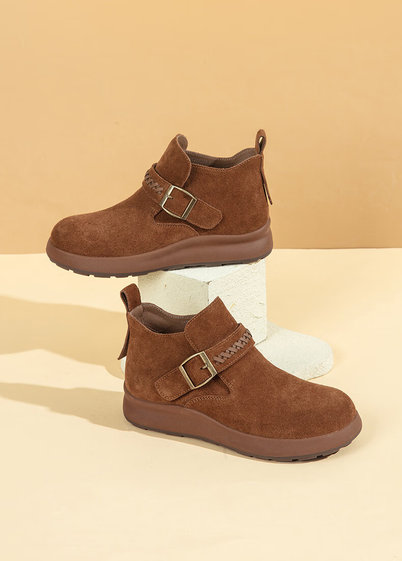 CONNIE Women's Martin Boots Vintage Suede Ankle Boots Elegant Versatile French Style Slim Boots 2025 Autumn Winter New Camel 37 4