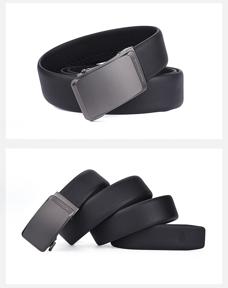 Hush Puppies Men's Genuine Leather Belt Casual Business Automatic Buckle Birthday Gift for Boyfriend and Father 10