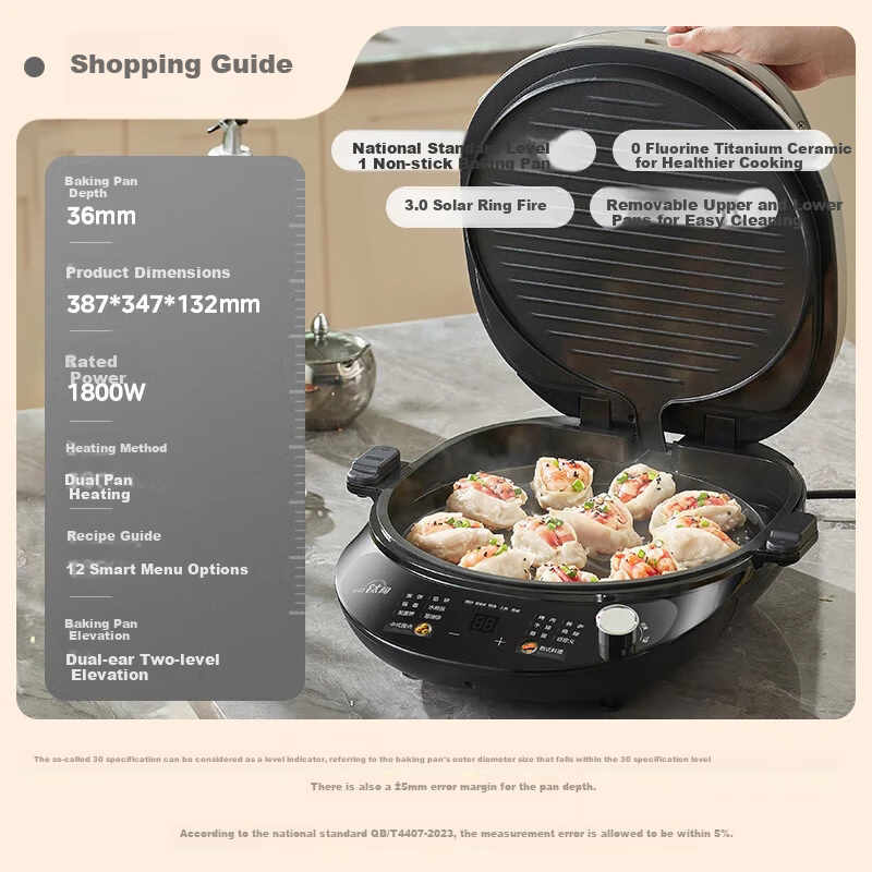 Midea Electric Griddle, Double-Sided Heating Pancake Maker, Breakfast Machine, Enlarged And Deep Detachable Sandwich Grill for Flatbreads And Crepes, Zero Fluorine Titanium Ceramic Even Heat Grilling Plate JKC3086