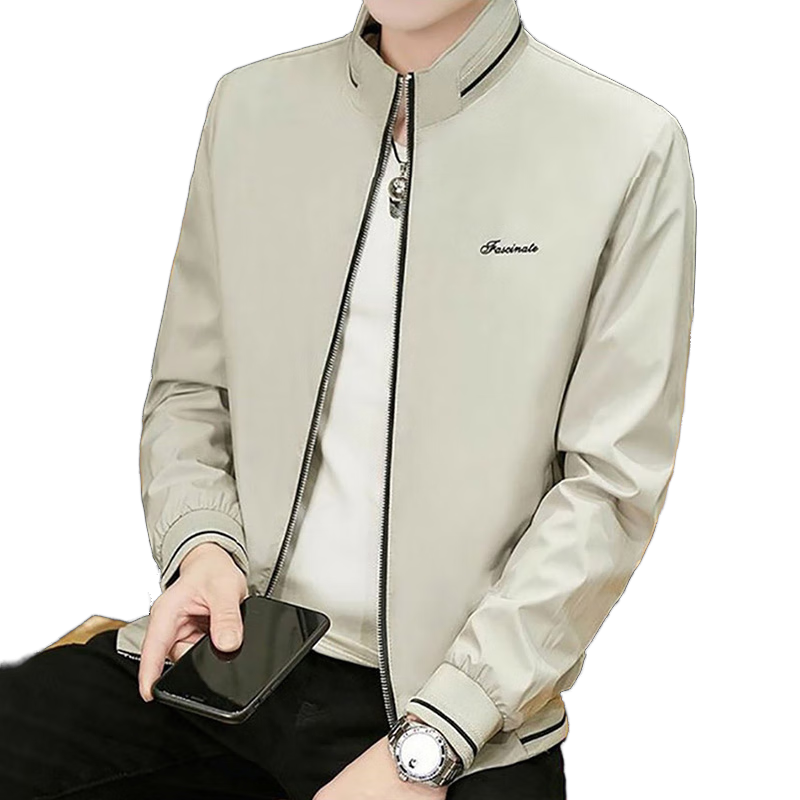TUCANO Men's Jacket Spring Autumn Casual Business Stand Collar Windproof Coat Black 3XL