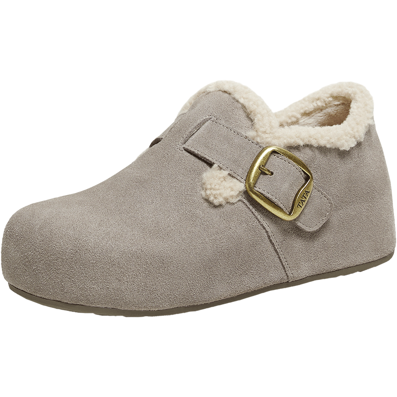 TATA 2025 Autumn Casual Birkenstock Style Women's Fashion Closed-Toe Slippers New 4XN03 Gray (Suede) Size 38