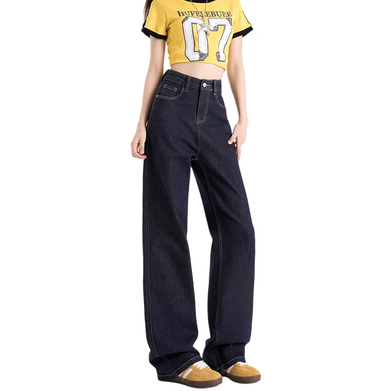 Casual Wide Leg Jeans for Women Autumn/Winter 2025 New Loose High Waist Denim Blue Straight Pants