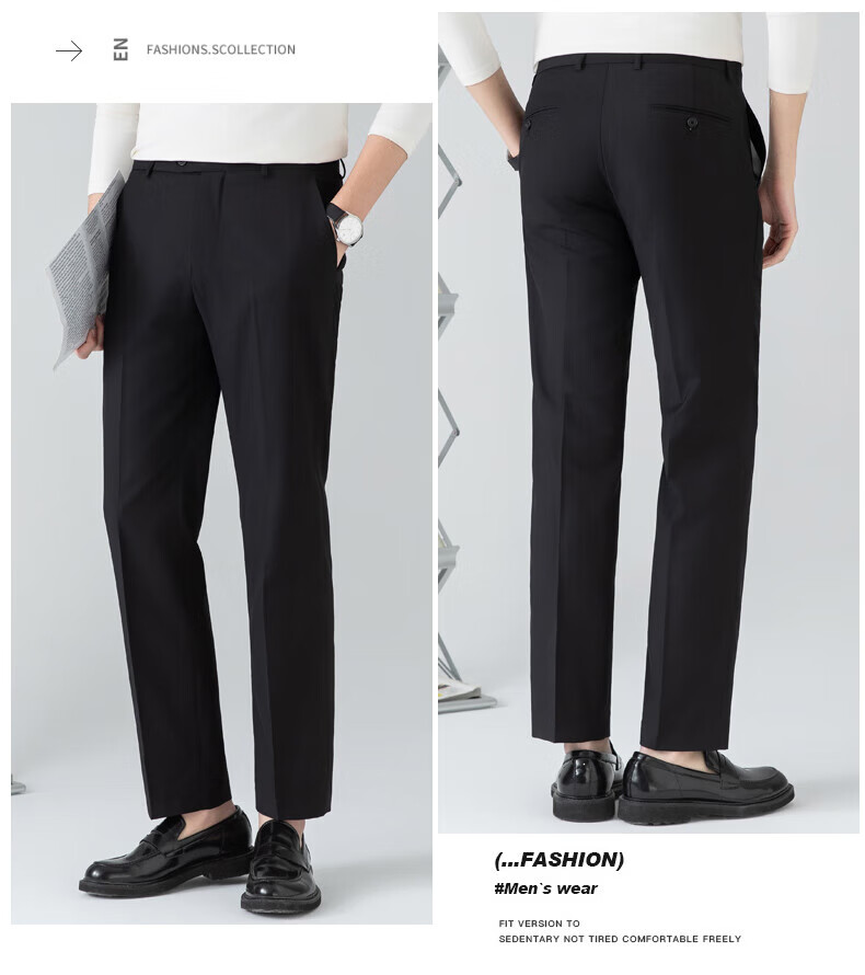 Romon Men's Summer Business Casual Wrinkle-Resistant Non-Iron Straight Fit Dress Pants Dark Gray 32 8
