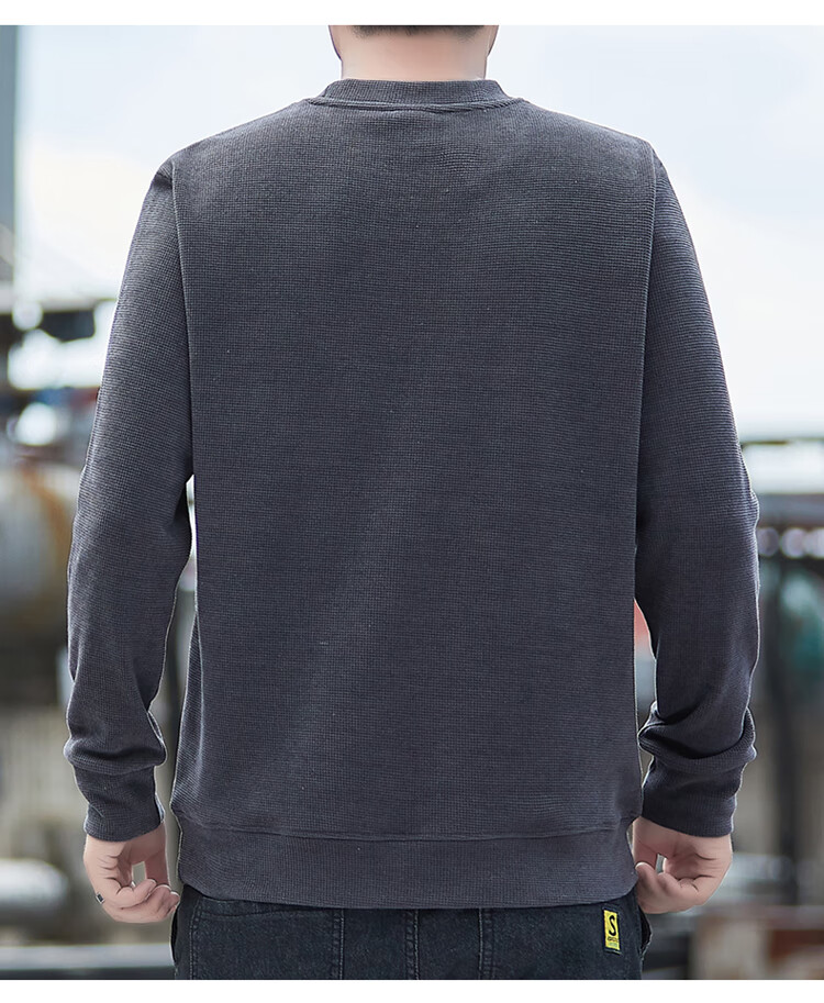 JEEP Men's Sweatshirt, Spring And Autumn Style, Hoodless Round Neck, Loose Long-Sleeve T-Shirt, Trendy Men's Clothing, Dark Gray, Size L 7