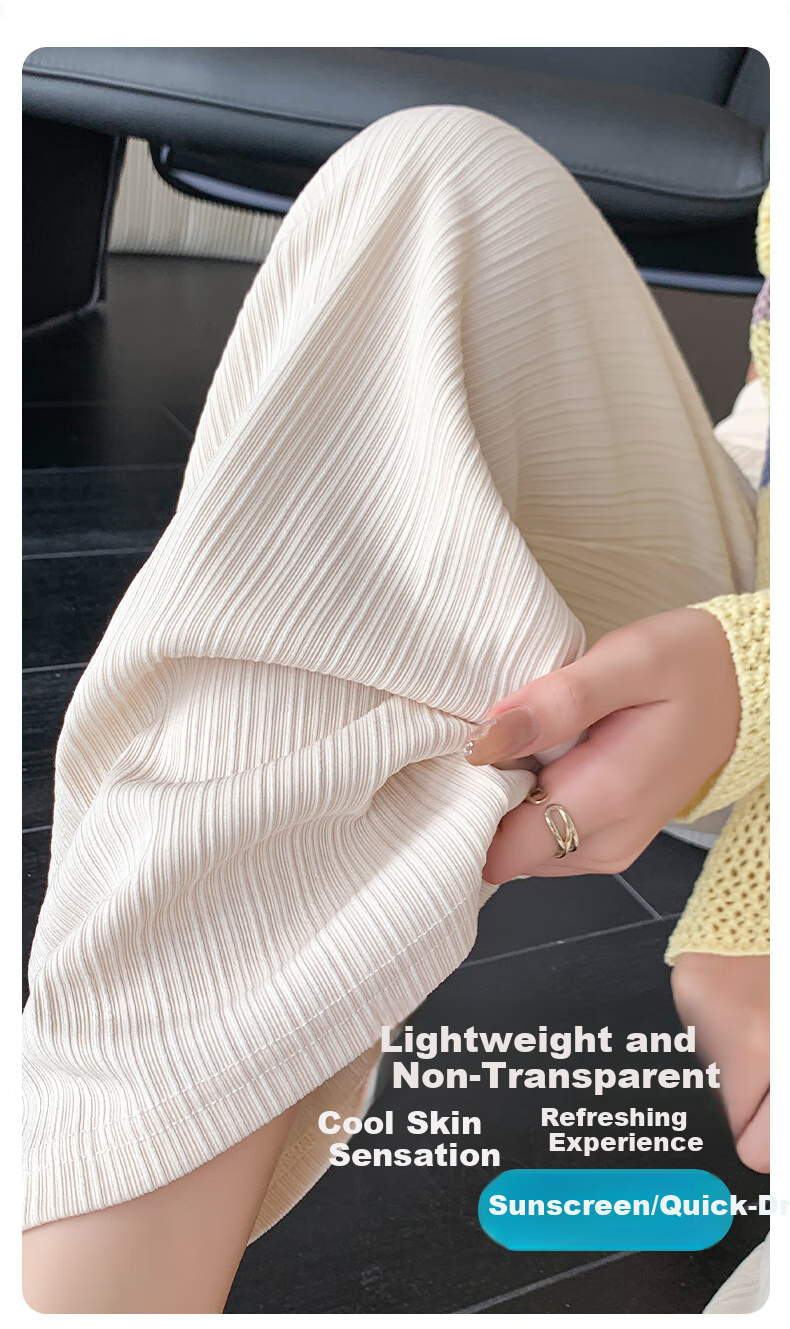 LangSha Ice Silk Cotton Wide-Leg Pants for Women, Spring And Summer Thin Style, Mosquito-Proof, Sun-Protective, Straight-Leg Slimming High-Waist Draping Casual Trousers for Wome 12