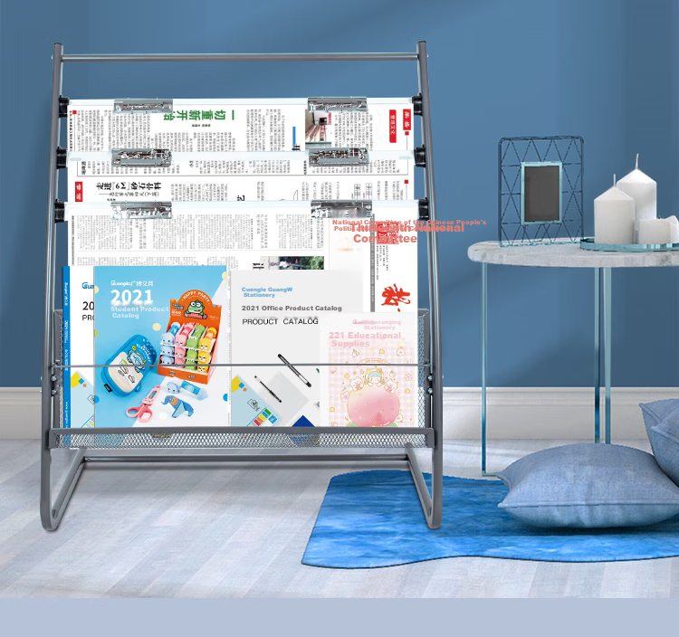 GuangBo Single-Grid Metal Magazine Rack, Brochure Display Stand, Floor-Standing Information Rack, Office Storage Shelf, Height 0.78 Meters, S42003 2