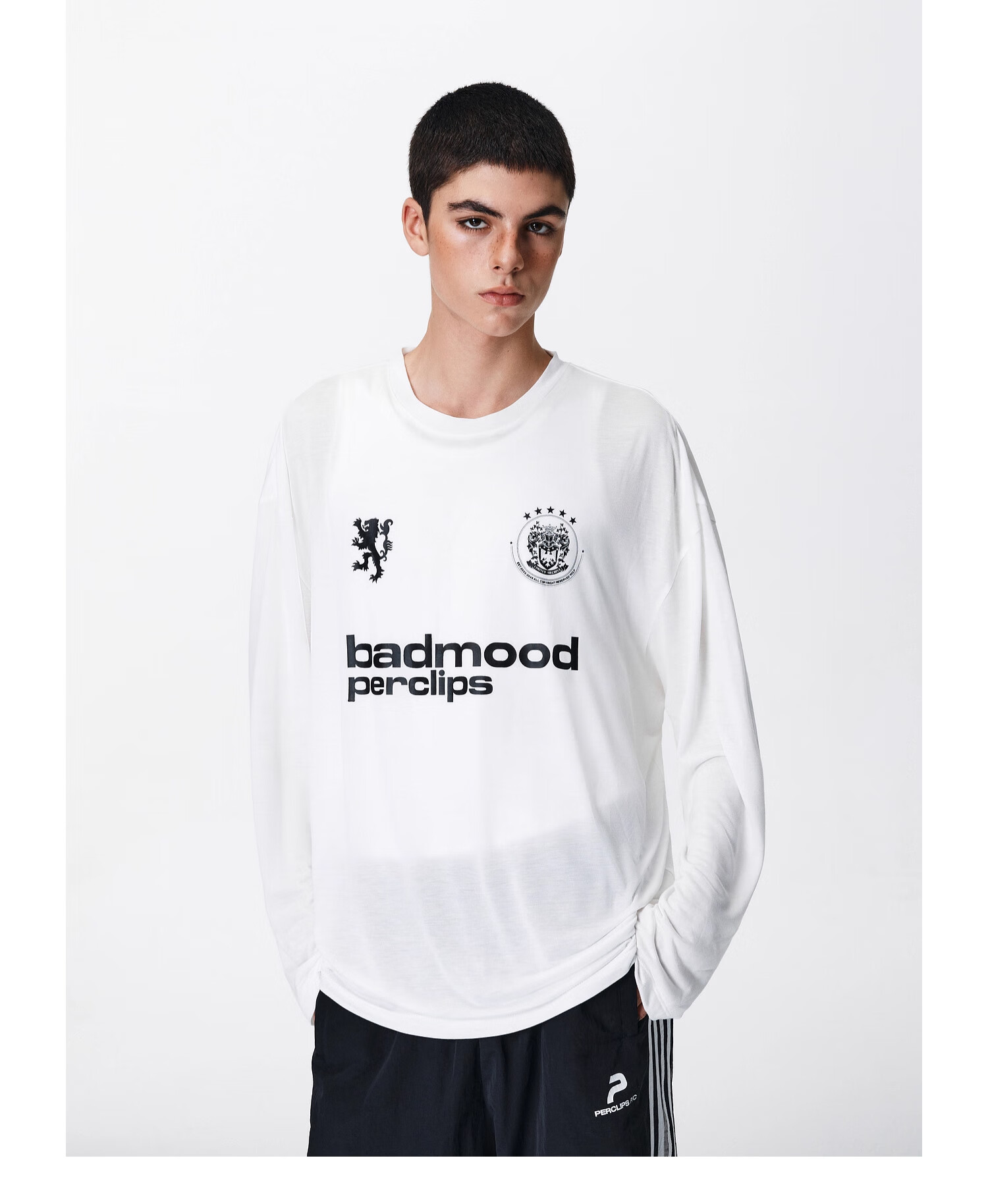 PCLP Printed Long Sleeve Sports Hoodie Loose Fit American Style Lightweight T-Shirt M White 2