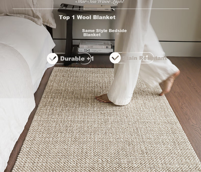 Saibosi Paris Dream Wool Bedside Rug, Bedroom Carpet, French Vintage Style Living Room High-End Bed Runner, 50x150cm 13