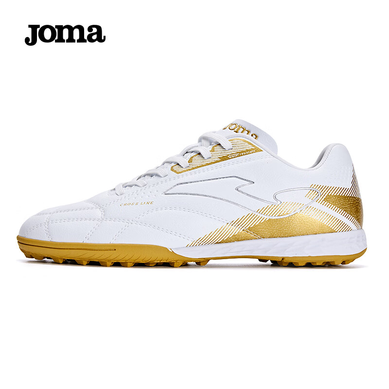 JOMA Men's TF Soccer Shoes Non-slip Wear-resistant Breathable Professional Match Training Football Shoes White Gold Size 44