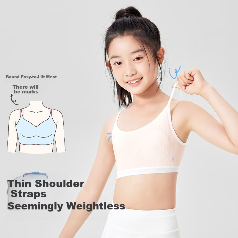 Jiusuiban Children's Underwear, Girls' 80 Modal Silk Development Bra, 8-10 Years Old Girls' Nipple Prevention Camisole Tank Top