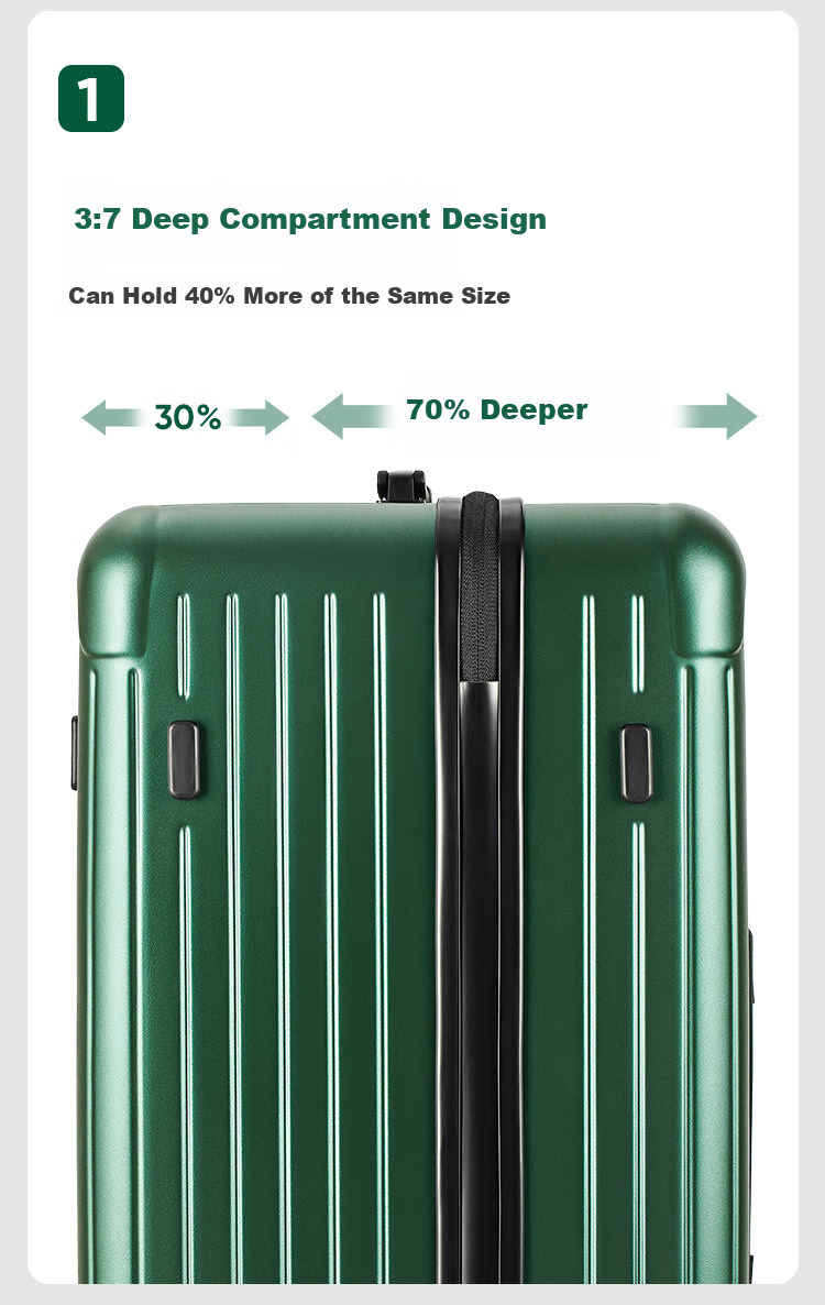 Wangyiyanxuan Large Capacity Suitcase, Student Back-To Big Belly Case, PC Trolley Case, Long-Distance Business Travel Case, Dark Moss Green, 30 Inches 3