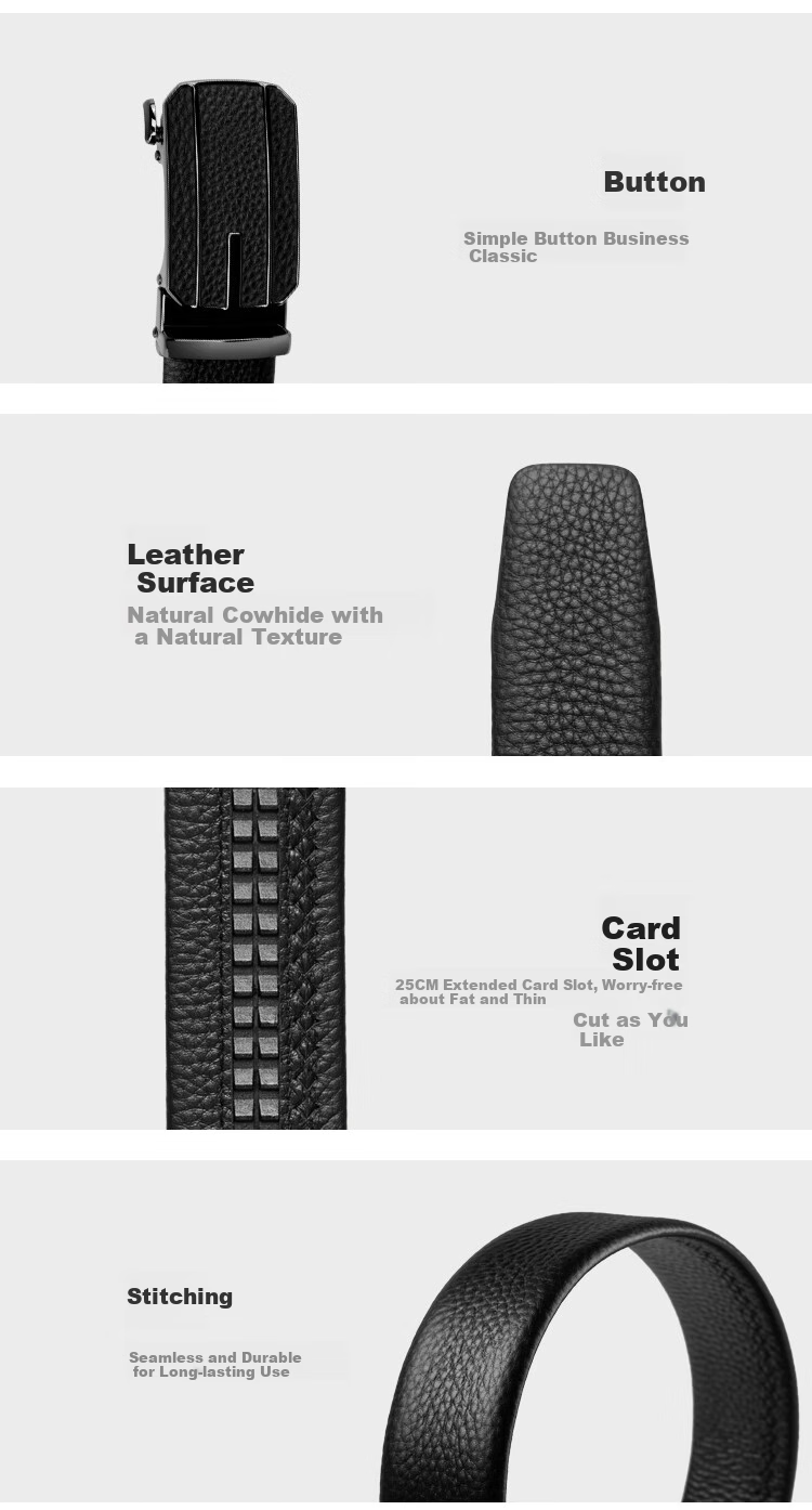 JD Original Genuine Top-Grain Leather Automatic Buckle Belt for Men, New Style 2026 Birthday Gift for Boyfriend, Husband, Father, Size 120 10