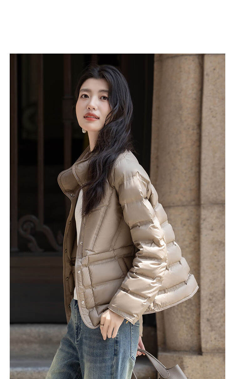 Demana Warm Winter Mini Heater 90% Duck Down Stand Collar Magnetic Buckle Strap Double-Layer Laminated Direct-Fill Down Jacket 1