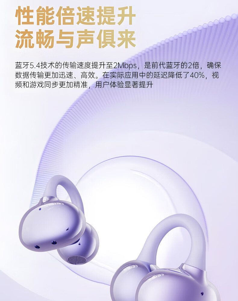 K-Touch Bluetooth Clip-On Wireless Open Bone Conduction Earphones Non-Intrusive No Sound Leakage Comfortable Long Battery Life for Running Cycling Gaming Compatible with Apple Huawei Xiaomi 4