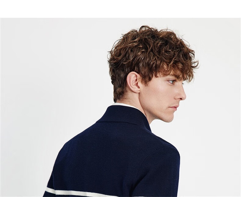 Navikail Star Model Italian Small Sailboat Men's 25-Style Half-Open Collar Striped Casual Knit Sweater 1344045502 17