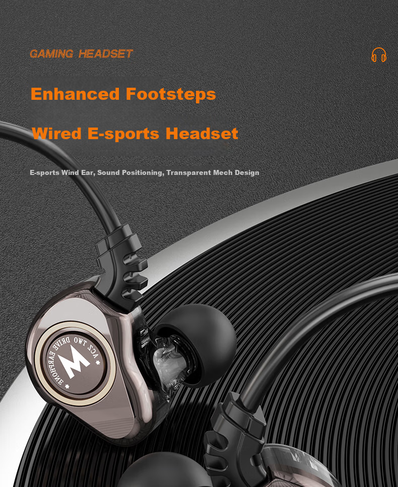 Bkayp Wired Gaming Headphones with Type-C Connector, In-Ear Design for Esports, Suitable for PUBG, Honor of Kings, Gunfight, Computer And Mobile Phone Use, Sleep Mode, Noise Cancellation, Music And Calls Compatible with Apple And Android Devices 2