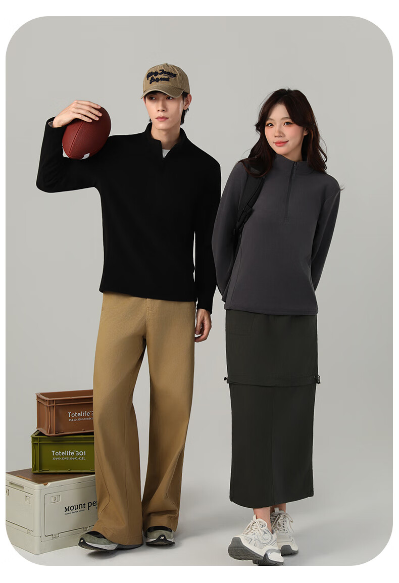 LangSha Unisex Fleece Pullover Half-Zip Stand Collar Windproof Polar Fleece Long Sleeve Base Layer 8