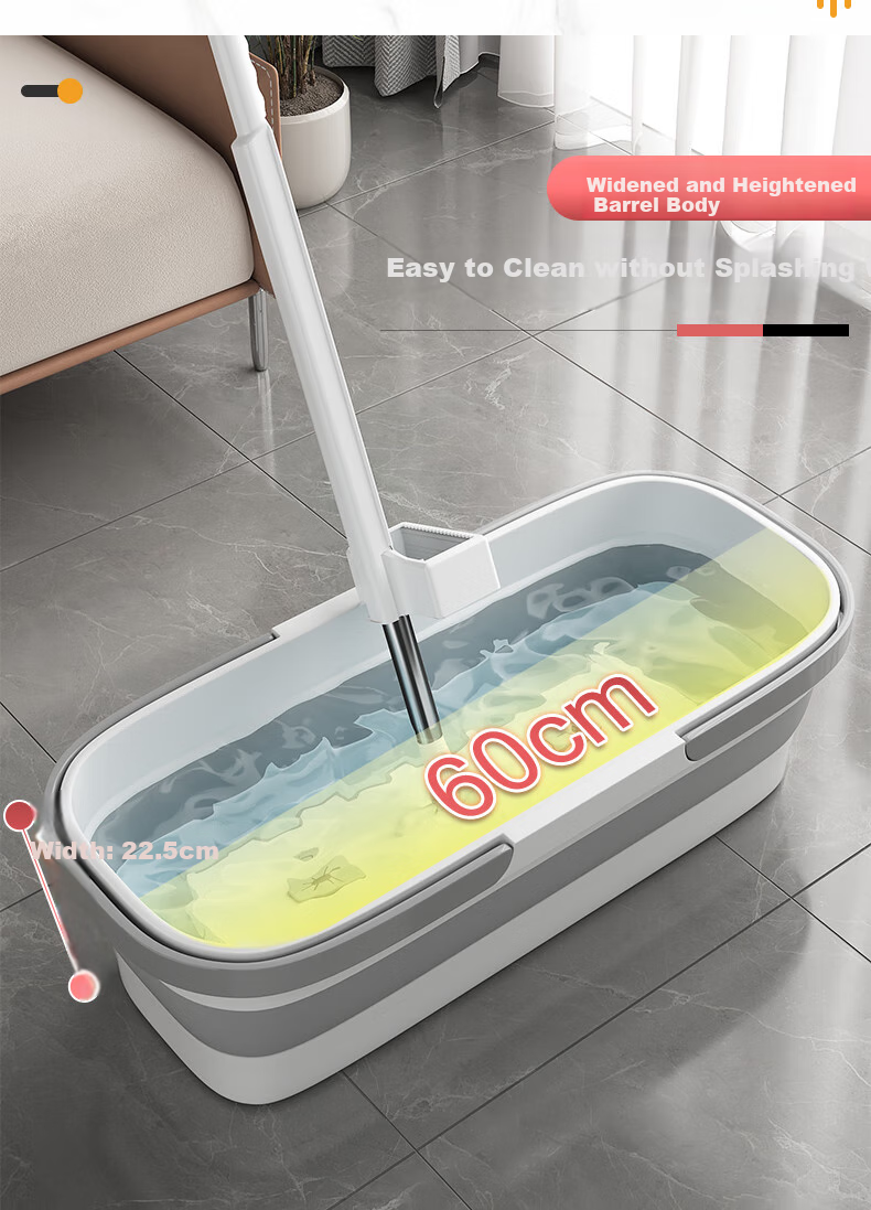 Dongfangliangjie Mop, Household All-In No-Hand Flat Mop with Scraper Bucket, Aluminum Alloy Plate, Enlarged to 50cm, Floor Cleaning Wonder Tool 1