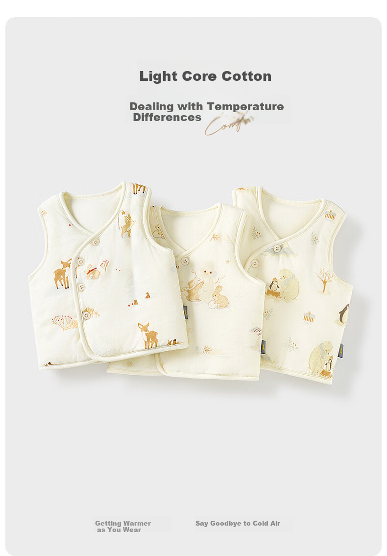 TONGTAI Baby Vest Autumn And Winter Pure Cotton Padded Infant Clothing Children's Sleeveless Jacket Vest Top Yellow 100cm 2