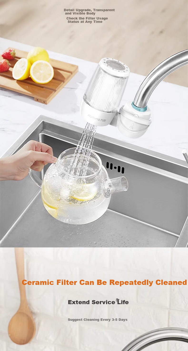 Joyoung Faucet Water Purifier, Removes Residual Chlorine, Dual Outlet, One Machine with Four Cartridges, Transparent Window, Thickened Filter Cartridge T26 5