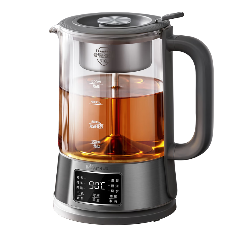 Bear Tea Maker, Spray-Type Steamer, Tea Infuser Pot, All-In Health Pot for Steaming And Boiling, 1.2 Liters, ZCQ-D12L6