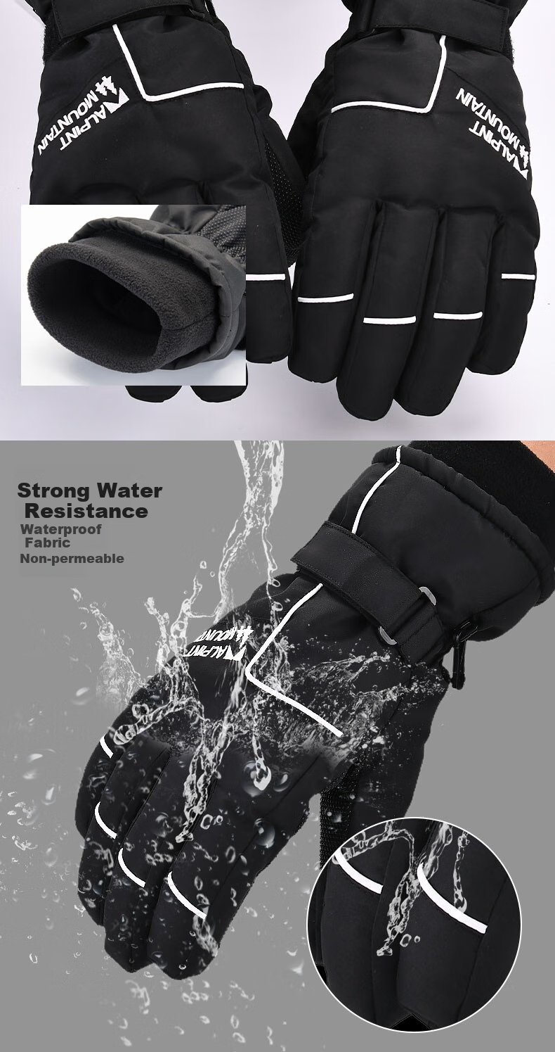 ALPINT MOUNTAIN Windproof, Cold-Resistant, Warm, Water-Repellent Gloves for Men, Winter Skiing, Cycling, Motorcycle Riding, Non-Slip Thickened Gloves 3