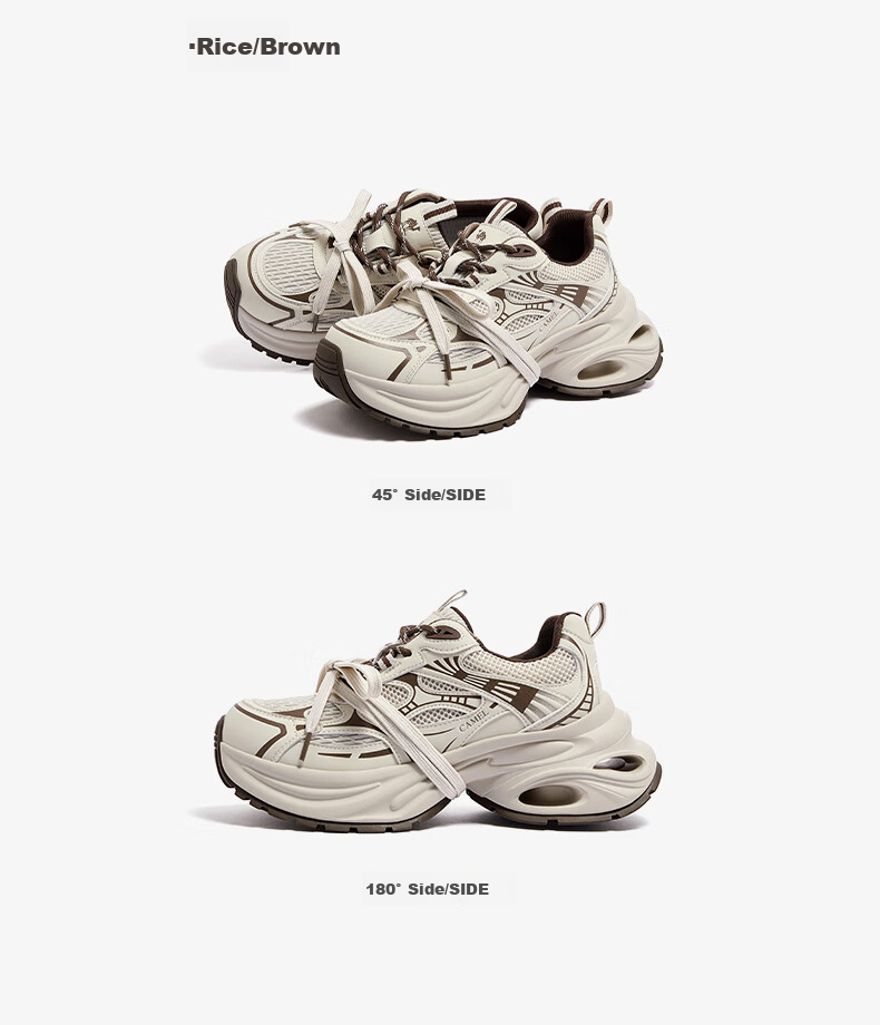 CAMEL Silver Dad Sneakers Women Breathable Mesh Height Increasing Thick Sole Sports Casual Shoes L25A283140 Gun/Black 40 28