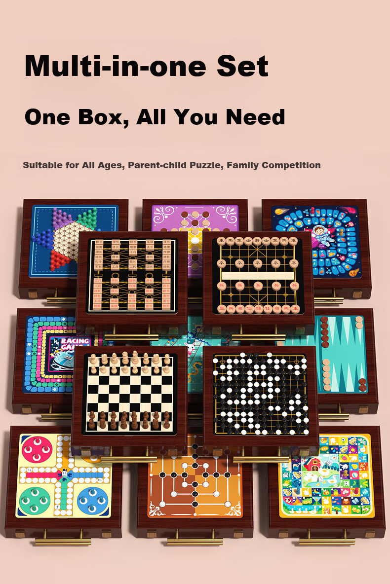 QZMTOY 37-In Multifunctional Game Board Set with Gomoku And Ludo, Educational Toy for Boys And Girls, Birthday Gift 7