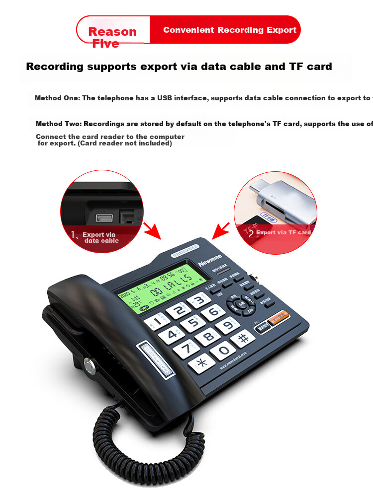 Newmine HL2008TSD-918 (R) Recording Telephone, Automatic Recording Landline, Office Phone, Supports Domestic Operating Systems 6