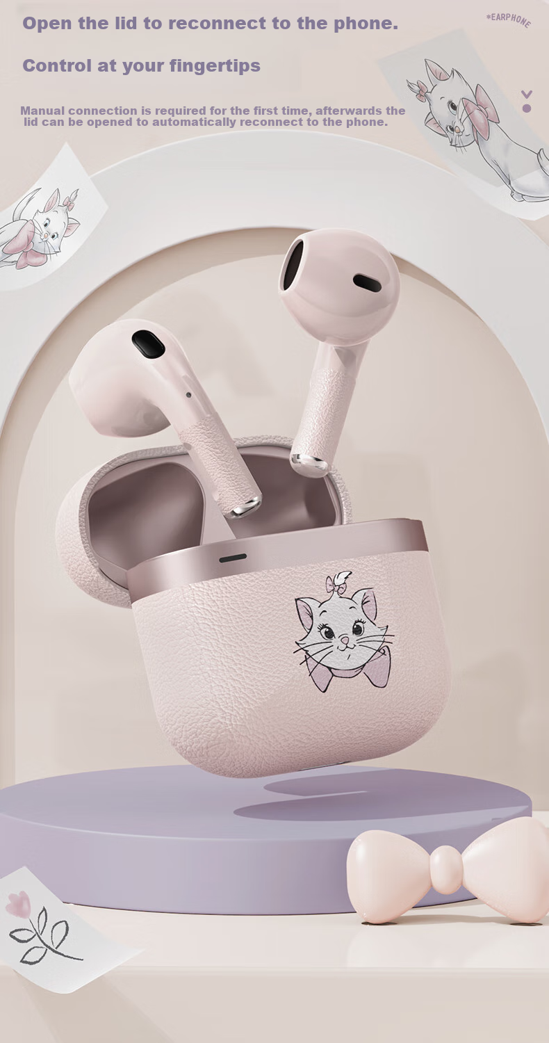 DISNEY D61 Semi-In Bluetooth Wireless Earphones, Sports Gaming Headphones with Long Battery Life And Strong Sound Quality, Beige Winnie The Pooh Design, Compatible with Apple, Huawei, Xiaomi Phones 2