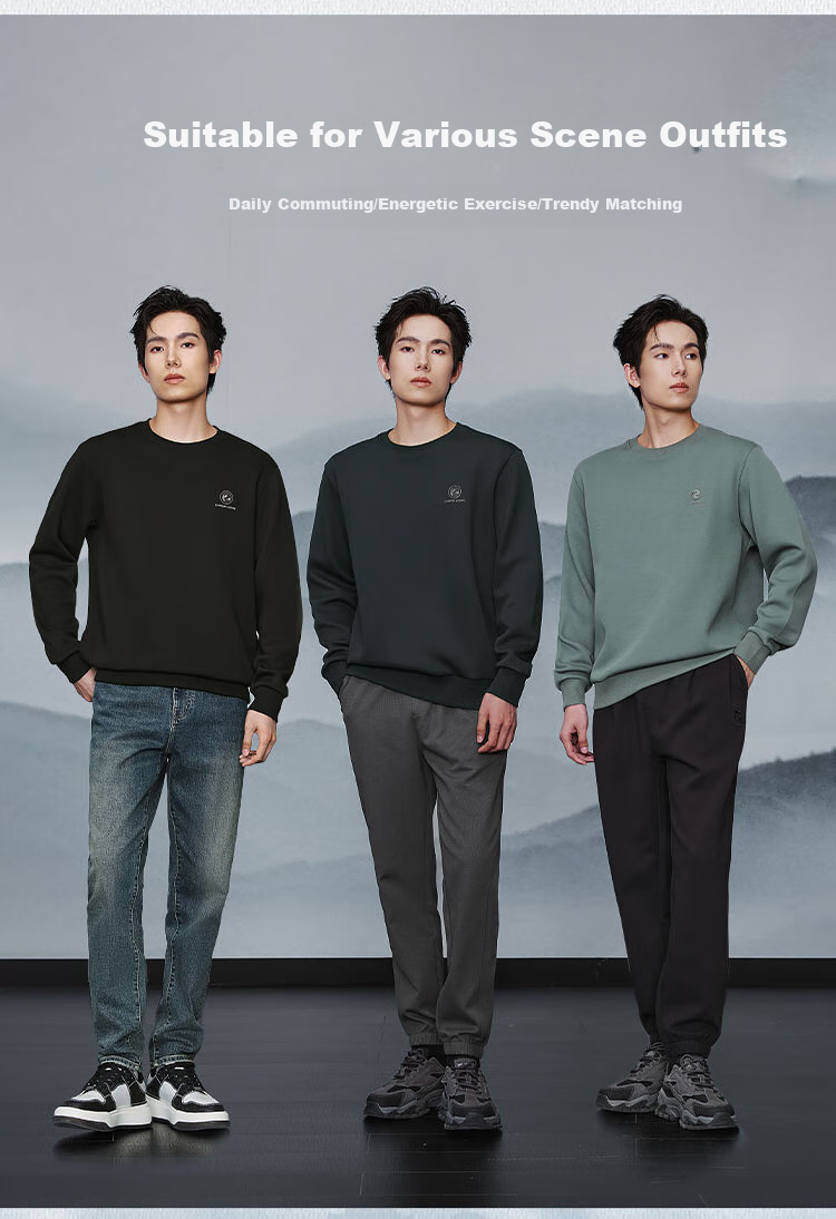 HLA Men's Autumn Sweater 25 Chinese Dragon Round Neck Far Infrared Long Sleeve Men's 7