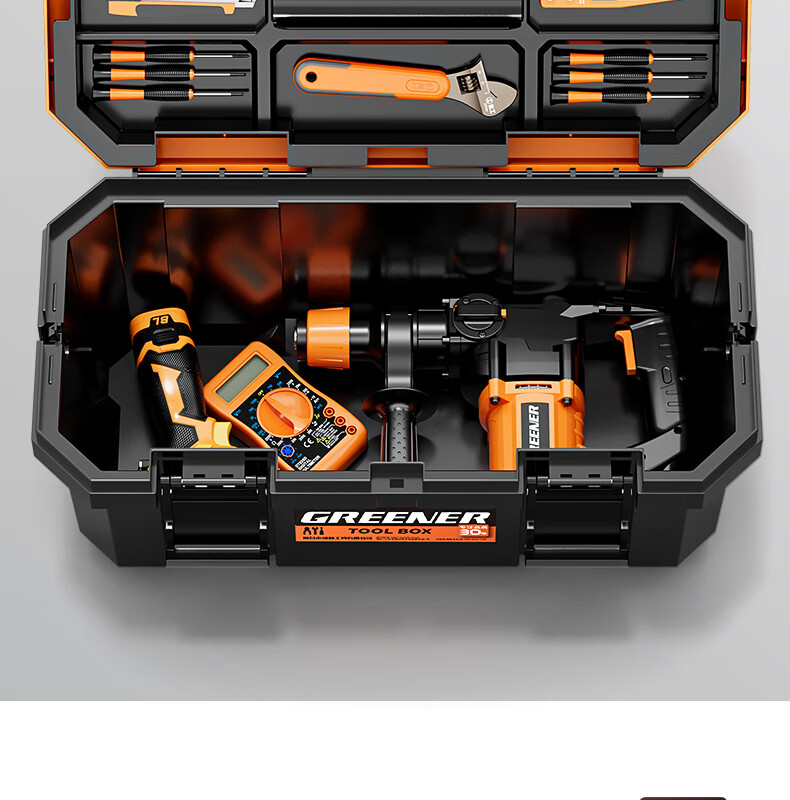 GREENER 17-Inch Large Industrial Grade Toolbox Storage Case Multi-Functional Portable Handheld Automotive Maintenance Electrician Tool Box 14