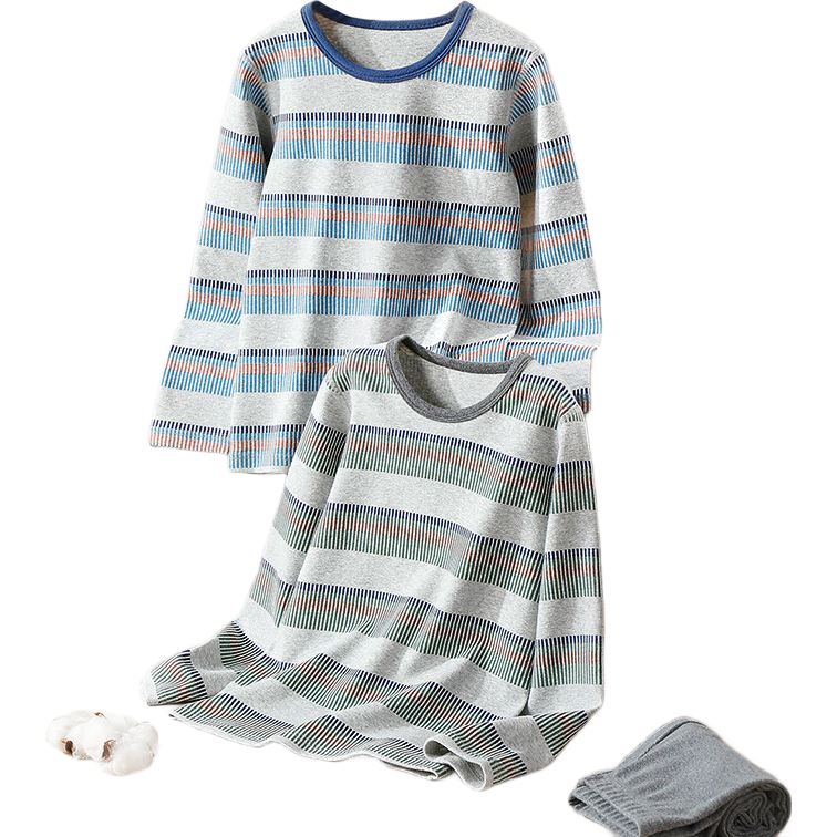 YING BO LUN Cotton Children's Thermal Underwear Autumn And Winter Set, Cotton Sweater School Uniform Essential, 80762 Blue-Gray, Size 110