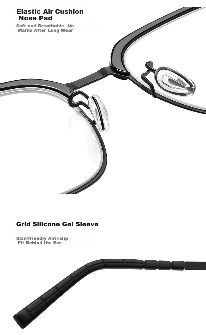 ZEISS Thin Steel Series | Ultra-Light Browline Business Semi-Rimless Myopia Glasses for Men, Professional Anti-Blue Light And Radiation Protection, Compatible with ZEISS Lenses 7