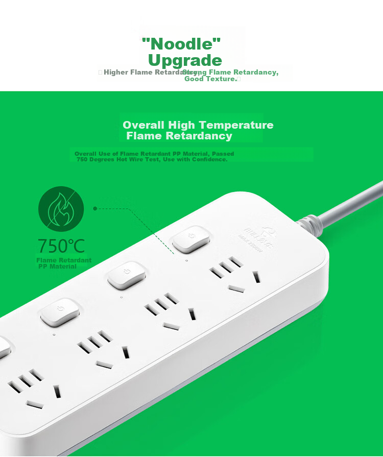BULL Power Strip / Extension Cord / Surge Protector with Individual Switches, 3 Outlets, 3M Cord Length, 3C Certified 2