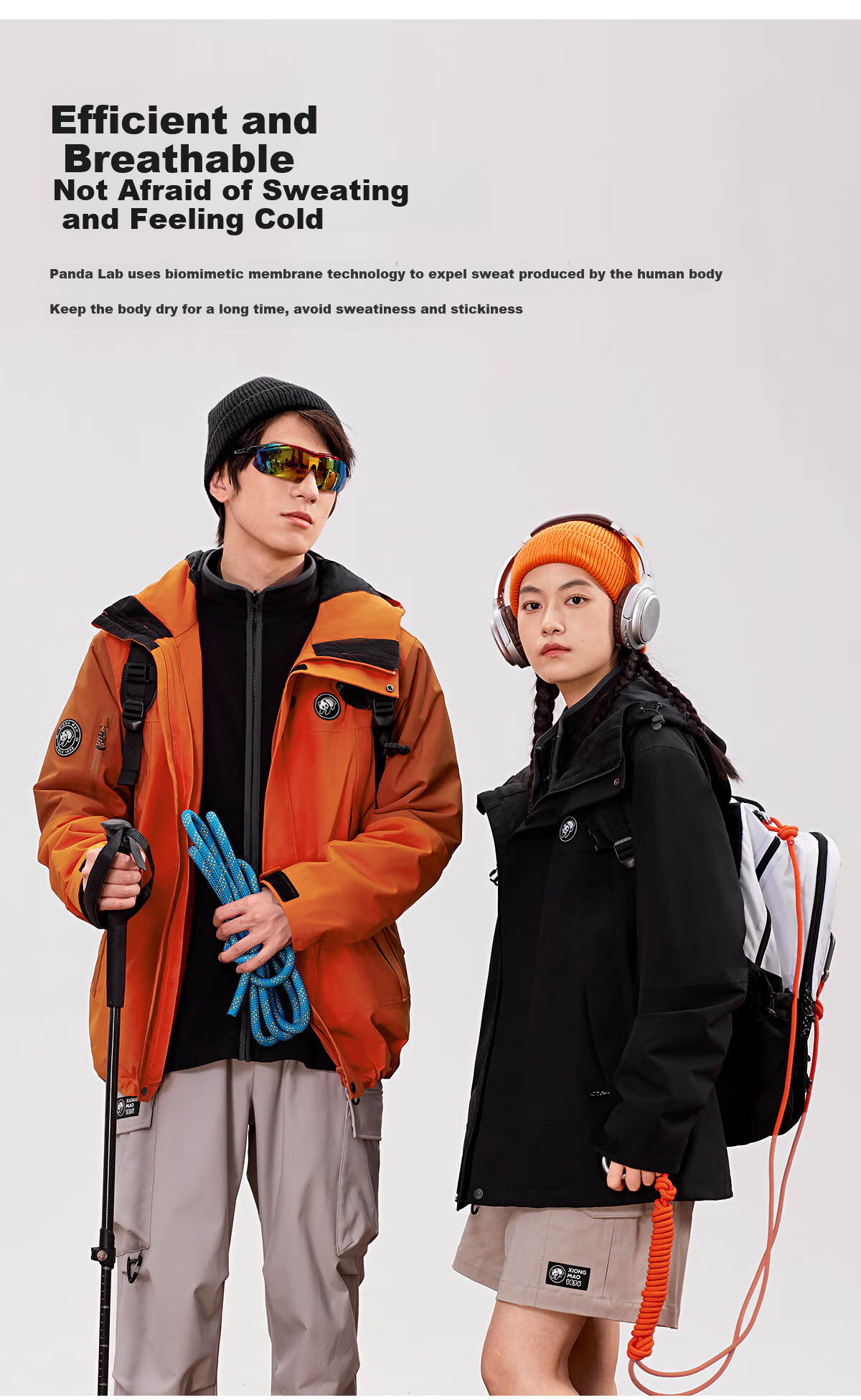 Xiongmao Zhang Yuxi Same Style Outdoor Three-In Jacket for Men And Women, Triple Protection Color-Block Hiking Coat, Gray/black, 2XL 6