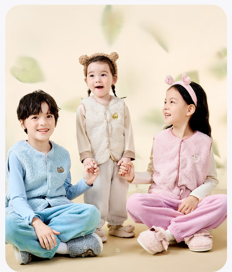 Minibala Antistatic Children's Warm Vest Unisex Baby Autumn Winter Double-Sided Coral Fleece Waistcoat 14