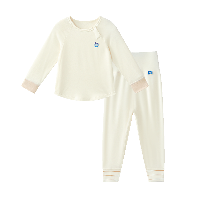 Babycare Children's Camellia Thermal Underwear Autumn Winter Homewear Set Shell White 90