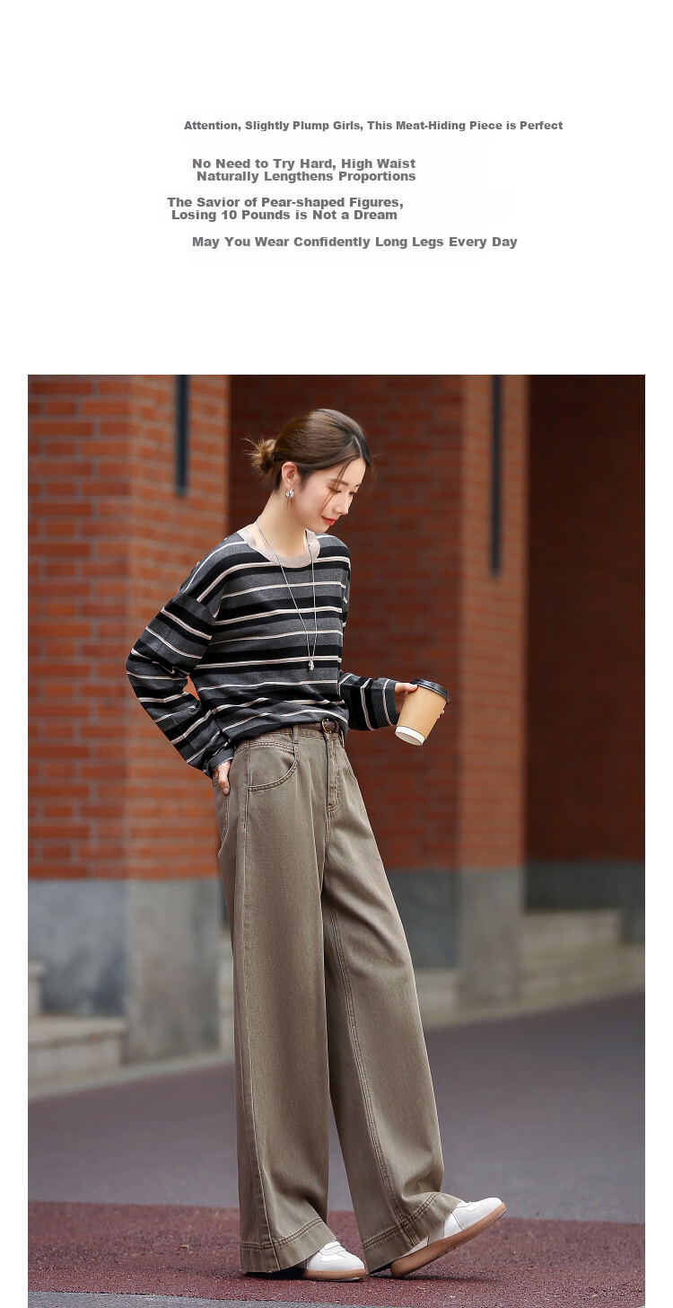 Dme [Lyocell Cotton Blend] Autumn Stone-Ground Washed Maillard High-Waist Long Straight-Leg Slimming Women's Jeans 2