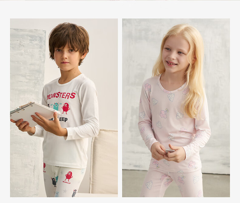 AIMER KIDS Antibacterial Modal Girls' Thermal Underwear Set 2025 New Light Warmth [5~15℃] Magic Wonder 120 10