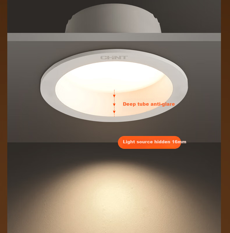 CHNT LED Anti-Glare Recessed Downlight for Living Room Bedroom Corridor 5W Tri-Color Light 75-85mm Cutout 10-Pack 5