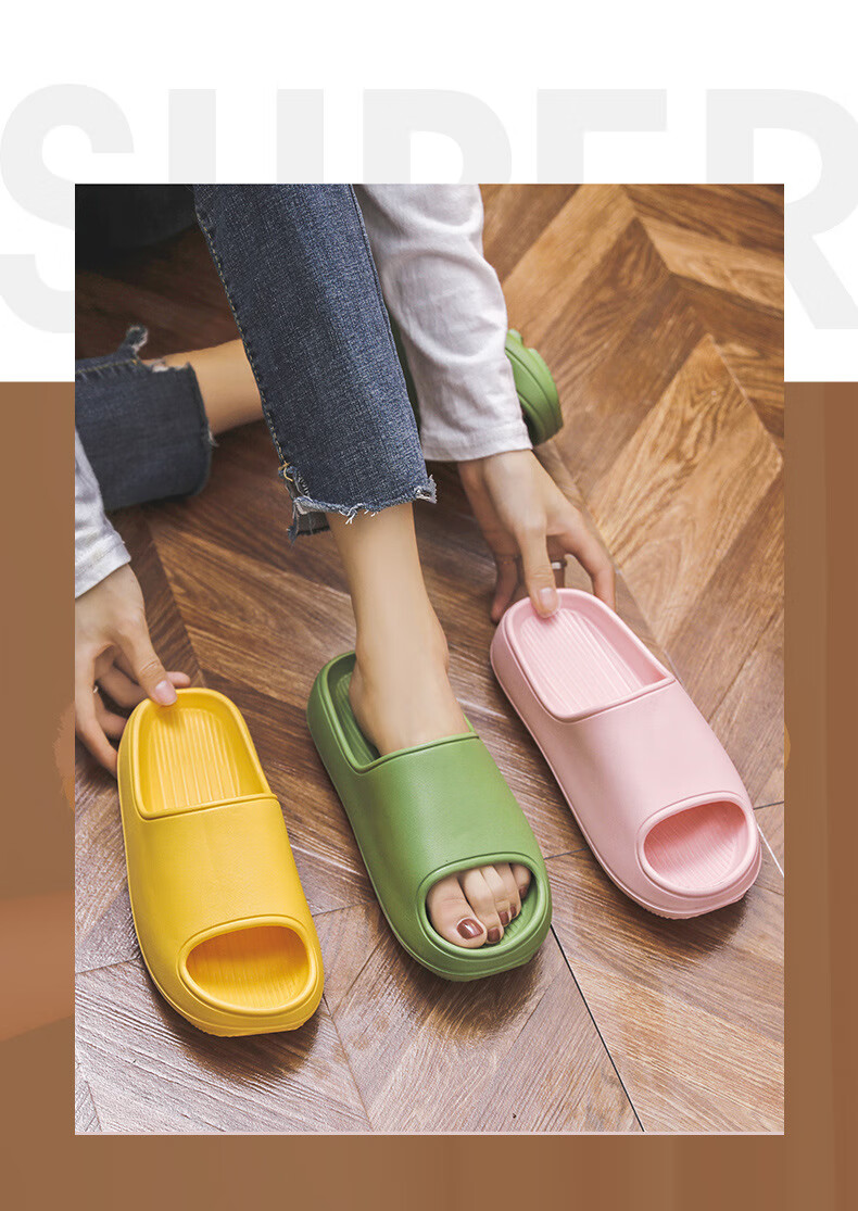 GUOLUOFEI Extra Large Size Squishy Slippers for Women, Summer Shower EVA Men's Thick-Soled Sandals, Pink, Size 39-40 2