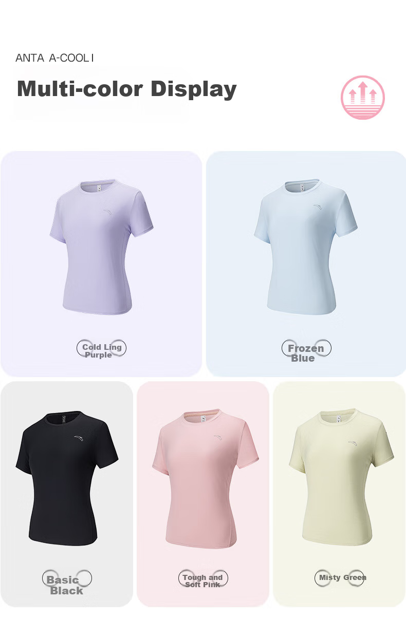 ANTA Quick-Dry T-Shirt | Women's Sports Tee, Summer New Style Breathable Training Running Top, Yoga Fitness Short Sleeve 19