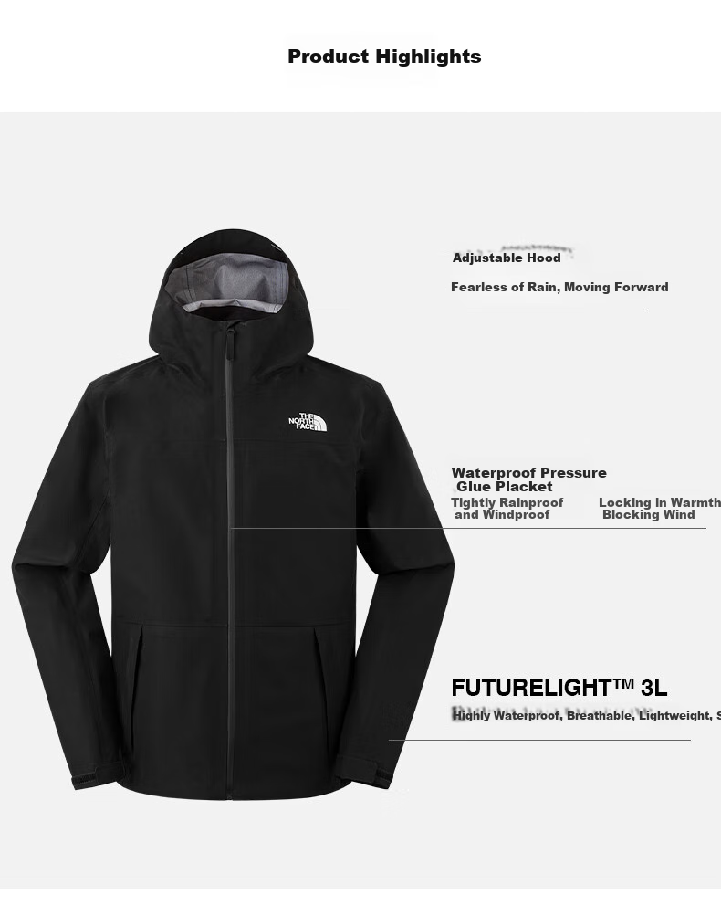 The North Face Men's Outdoor Windproof And Water-Resistant Single-Layer Hard Shell Jacket 8AP0 JK3 S 2