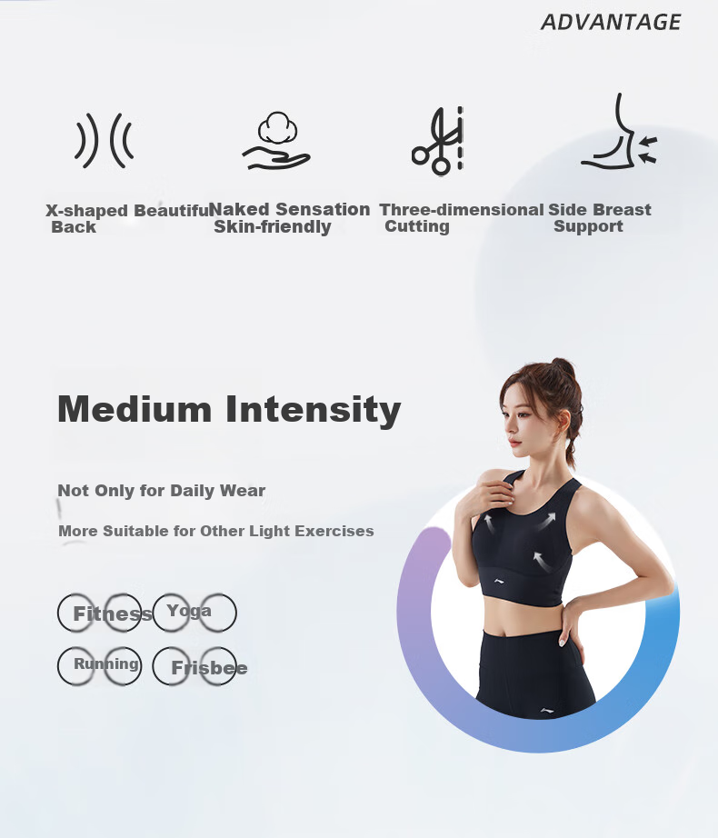 Li-Ning Sports Bra for Women, Shock-Absorbing And Anti-Sagging Vest, Medium to High Intensity, Quick-Drying, Breathable, for Running, Yoga, Fitness Training, Size M 2